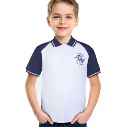 Gini & Jony Kids White & Navy Cotton Printed Polo T-Shirt-image-74