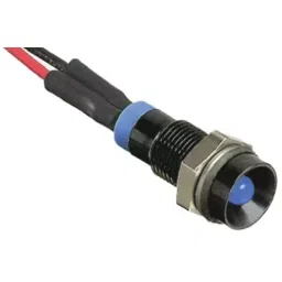 RS PRO Blue Panel Mount Indicator 24V DC, Mounting Hole Size 6 mm, Termination Type Lead Wires, IP Rating IP67, Model No 7227858-17