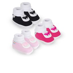 NESKA MODA Kids-Unisex Pack Of 3 Front Butterfly Design Casual Cotton Booties-picture-4