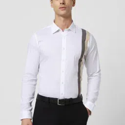 Van Heusen White Slim Fit Striped Shirt-image-27