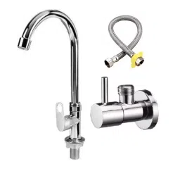 GENERIC Bathroom Faucet Set Stainless Steel Chrome Finish Silver, FG1488 ( Pack of 3)-image-92