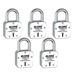 ALONE LOCKS 50 mm Steel Chrome with 3 Keys Door Padlock, Atoot3_50_05 (Pack of 5)-6