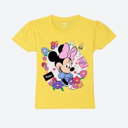 Wear Your Mind Girls Minnie Mouse Printed Puff Sleeves Pure Cotton T-shirt-picture-5