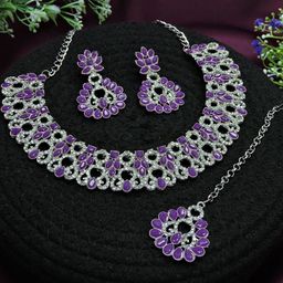 VATSALYA creation Alloy Gold- plated Purple Jewellery Set-picture-13