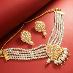 aadita Gold-Plated Kundan-Studded & Pearls Beaded Jewellery Set-49