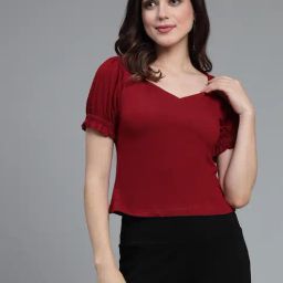 Style Quotient Maroon Cotton Regular Fit Top-image-28