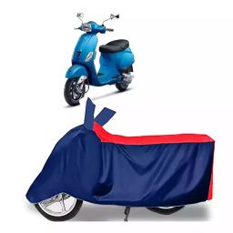 Auto Pearl Two Wheeler Cover with Bag for Vespa V 48, Red & Blue-image-94