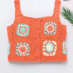 Naughty Ninos Floral Cotton Crochet Boxy Crop Top-image-91