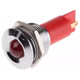 RS PRO Red Panel Mount Indicator, Mounting Hole Size 19 mm, Termination Type Solder Tab, IP Rating IP67, Model No 206902-38