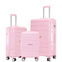 NASHER MILES Lisbon Hard Sided Polypropylene Check-in Set of 3 Rose Pink Trolley Bag(55,65&75cm)-image-11
