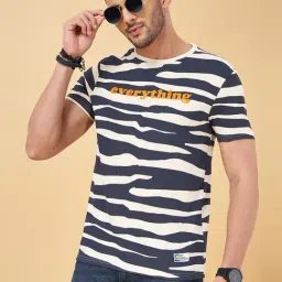 People by Pantaloons Blue Cotton Slim Fit Printed T-Shirt-picture-17