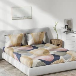 DDecor Abstract Blue 136 TC Cotton Queen Bed Sheet With 2 Pillow Covers-image-76