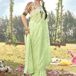 Saree Mall Green Embellished Saree With Unstitched Blouse-picture-48