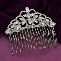 Voylla Rhodium-Plated Stones Studded Royal Romance Valentina Comb Pin Hair Accessories-image-67