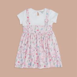 Pantaloons Baby Pink & White Cotton Floral Print Dress-image-127