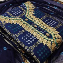HERE&NOW Ethnic Motifs Woven Design Gotta Patti Jacquard Unstitched Dress Material-image-12