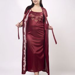 CHUI MUI Pack Of 2 Embroidered Maxi Nightdress-image-12