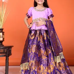 BAESD Girls Embroidered Sequinned Ready to Wear Lehenga & Blouse With Dupatta-image-79