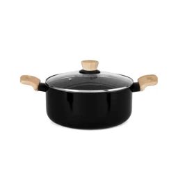 Bergner Bellini & Aura Black 20 cm Induction Cook And Serve Casserole With Wooden Finish Handle (2.5 L)-3