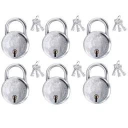 Harrison T-26 45 mm Brass Bright Chrome Plated Finish with 3 Keys Each Padlock (Pack of 6 Pcs)-10