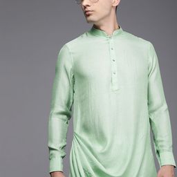 Manyavar Men Green Draped Kurta with Pyjamas-image-38