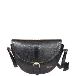 SASSORA Black Textured Medium Sling Handbag-17