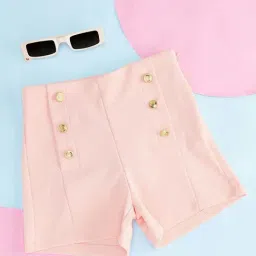 Pantaloons Junior Peach Cotton Regular Fit Shorts-image-102