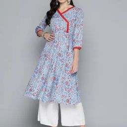 Jompers Blue Cotton Printed A Line Kurta-picture-25