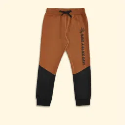 Pantaloons Junior Brown & Black Cotton Color Block Trackpants-picture-46