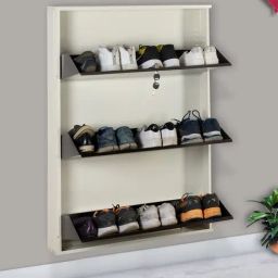 Delite Kom Powder Coated Ivory Coffee Wall Mounted Metal Shoe Rack ( 3 Shelves DIY)-2