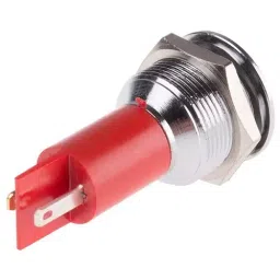 RS PRO Red Panel Mount Indicator, Mounting Hole Size 19 mm, Termination Type Solder Tab, IP Rating IP67, Model No 206902 image 2