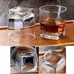 Sannanware New Old Fashioned Whiskey Bar Square Glass (Transparent 300 ml)-Set of 6 Pcs image 3