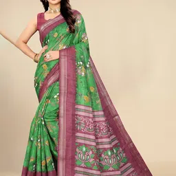 Styleveda Floral Printed Zari Saree-51