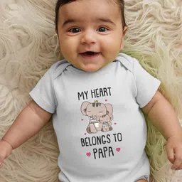 Zeezeezoo Infant Kids My Heart Belongs To Papa Printed Pure Cotton Bodysuit-image-35
