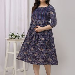 BAESD Women Abstract Print Maternity Midi Dress-picture-28