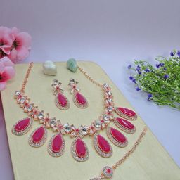 Anouk Rose Gold-Plated Stone Studded Jewellery Set-14
