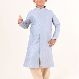 TABARD Boys Ethnic Motifs Woven Design Mandarin Collar Cotton Straight Kurta-image-13