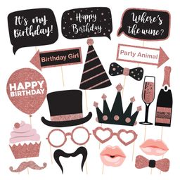 Zyozi Birthday Photo Booth Props Birthday Black Pink - Pack Of 20-image-80