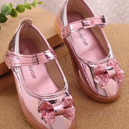 Babyoye Ballerina with Velcro Closure & Bow Applique -Pink-image-76
