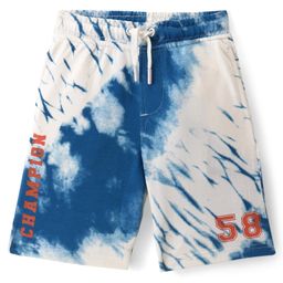 Pine Kids 100% Cotton Knit Above Knee Length Shorts With Text - Blue & White-image-83