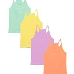 Charm n Cherish Pack Of 4 Sleeveless Solid Camisoles - Multi Colour-image-26