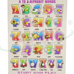 Asian-Wooden Capital letters  A to Z alphabet words with shapes-Multicolor - 26 Pieces-19