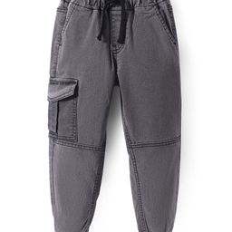 Pine Kids Cotton Woven Full length Washed Jeans with Cargo Pocket - Charcoal Grey-image-87