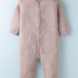 IBears Interlock Knit Full Sleeves Front Open Romper With Boat Print - Light Grey-picture-2
