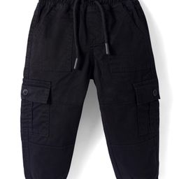 Babyhug Full Length Washed Denim Jogger With Stretch & Cargo Pockets - Black-picture-12