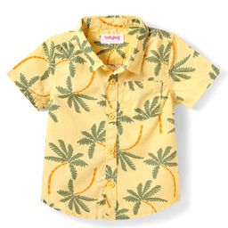 Babyhug Cotton Woven Half Sleeves Shirt With Tree Print - Yellow-image-71