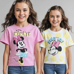 PINE KIDS DISNEY GIRLS HALF SLEEVE OVERSIZE T-SHIRT WITH MINNIE MOUSE FAMILY GRAPHIC PACK OF 2-image-89