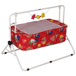 Infanto Comfy Baby Cradle Jhula with Attractive Play-Toys, Swing, Jhula, Palana | Easy Folding & Portable | Birth Upto 12 Months-RED-14
