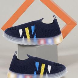PASSION PETALS Colour Blocked Mesh Detailed LED Slip On Shoes - Navy Blue-image-92