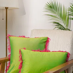 India Circus by Krsnaa Mehta Lime Green & Pink Rectangle Cushion Covers-16